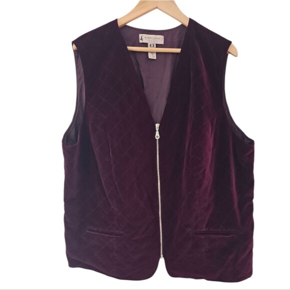 Marsh Landing II Quilted Velvet Vest Sz 3X 100% Cotton Zip Front Plum - Picture 1 of 14